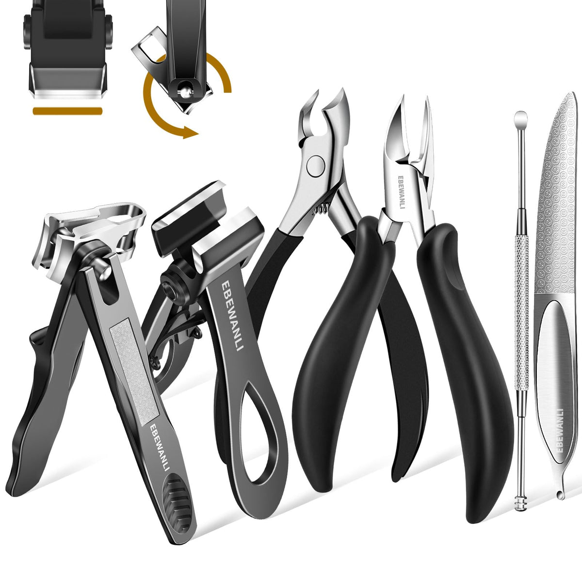 EBEWANLI Podiatrist Toenail Clipper Kit for Thick and Ingrown Nails