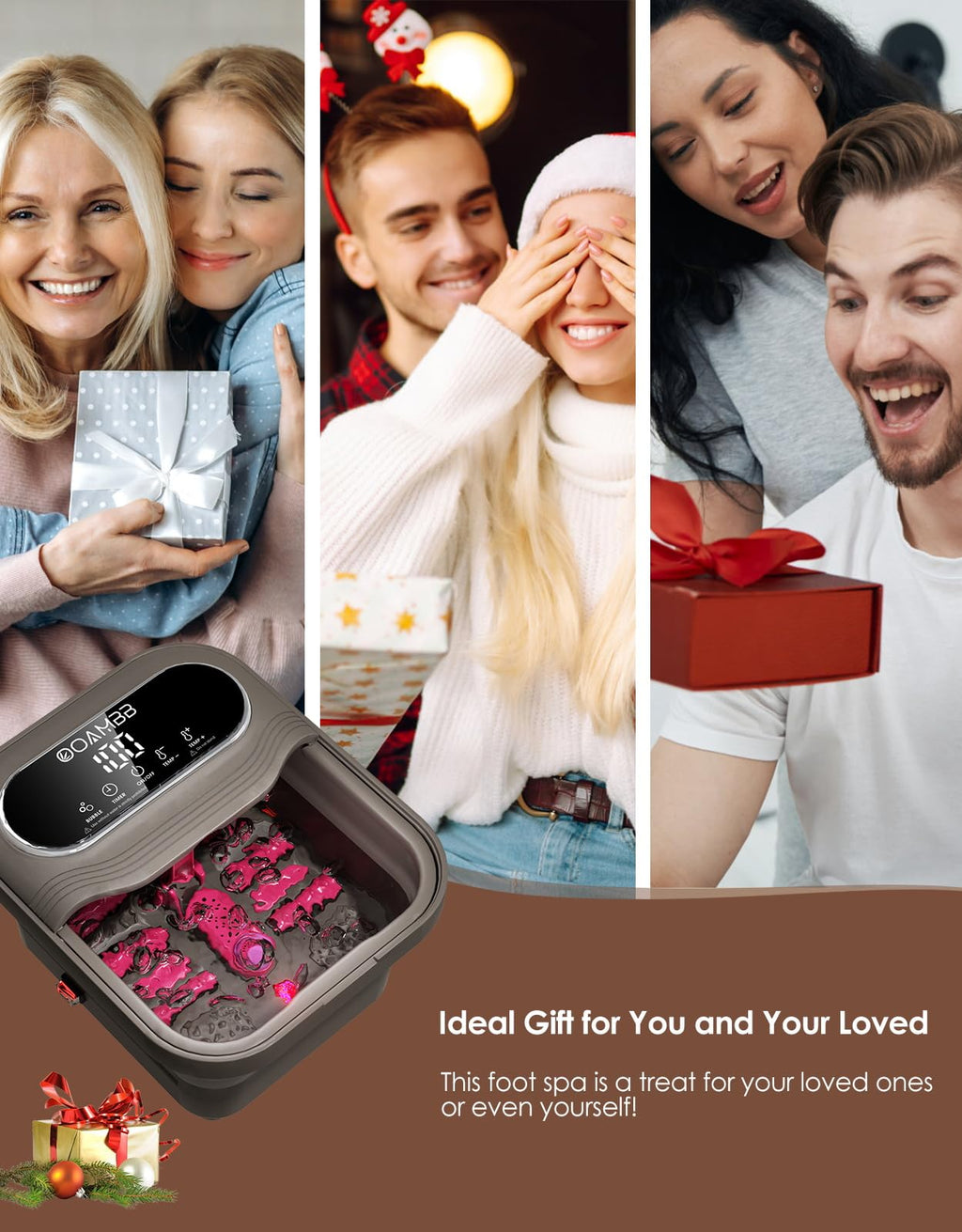 OOAMBB Collapsible Foot Spa with Heat, Bubble and Temperature Control