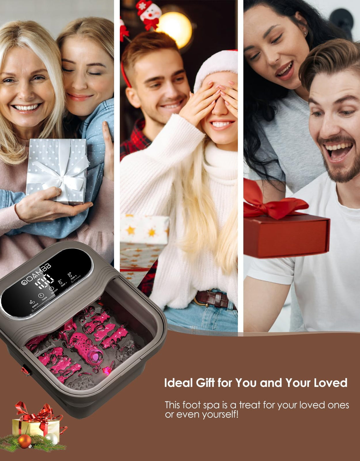 OOAMBB Collapsible Foot Spa with Heat, Bubble and Temperature Control