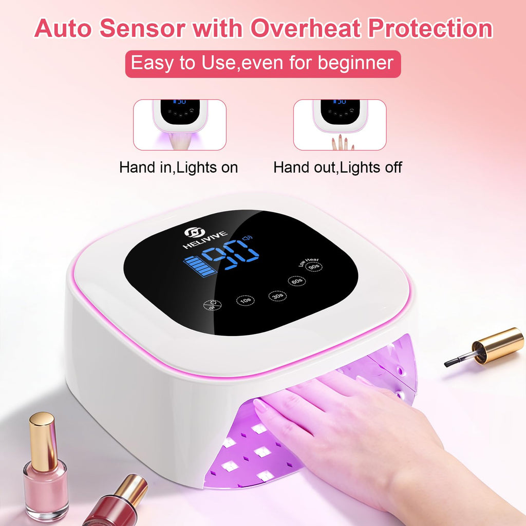 Cordless 80W UV LED Nail Lamp, Rechargeable Gel Nail Dryer