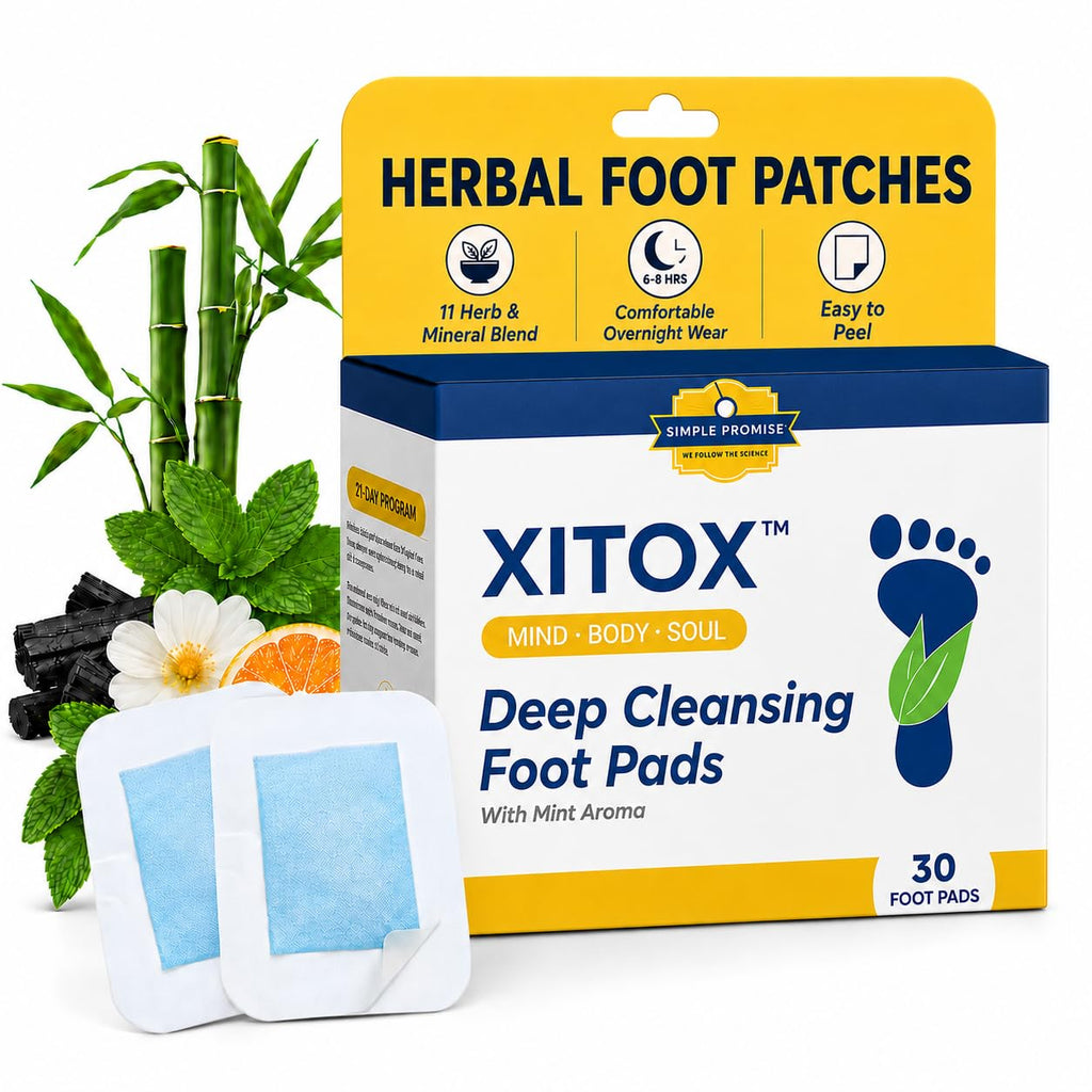 Simple Promise Xitox Herbal Foot Pads with Bamboo Vinegar, Tourmaline, 30 Count