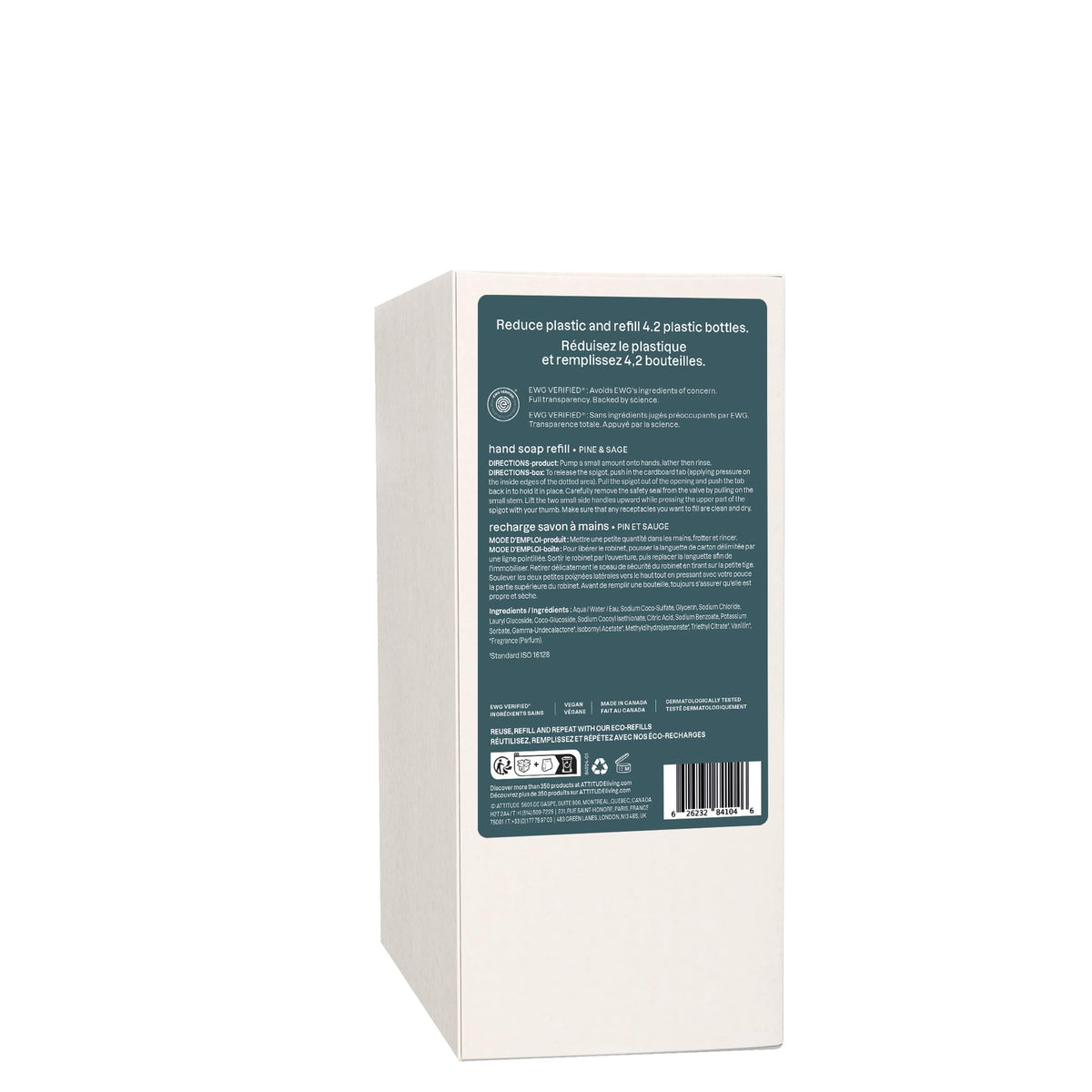 ATTITUDE Liquid Hand Soap Refill, EWG VERIFIED, Vegan
