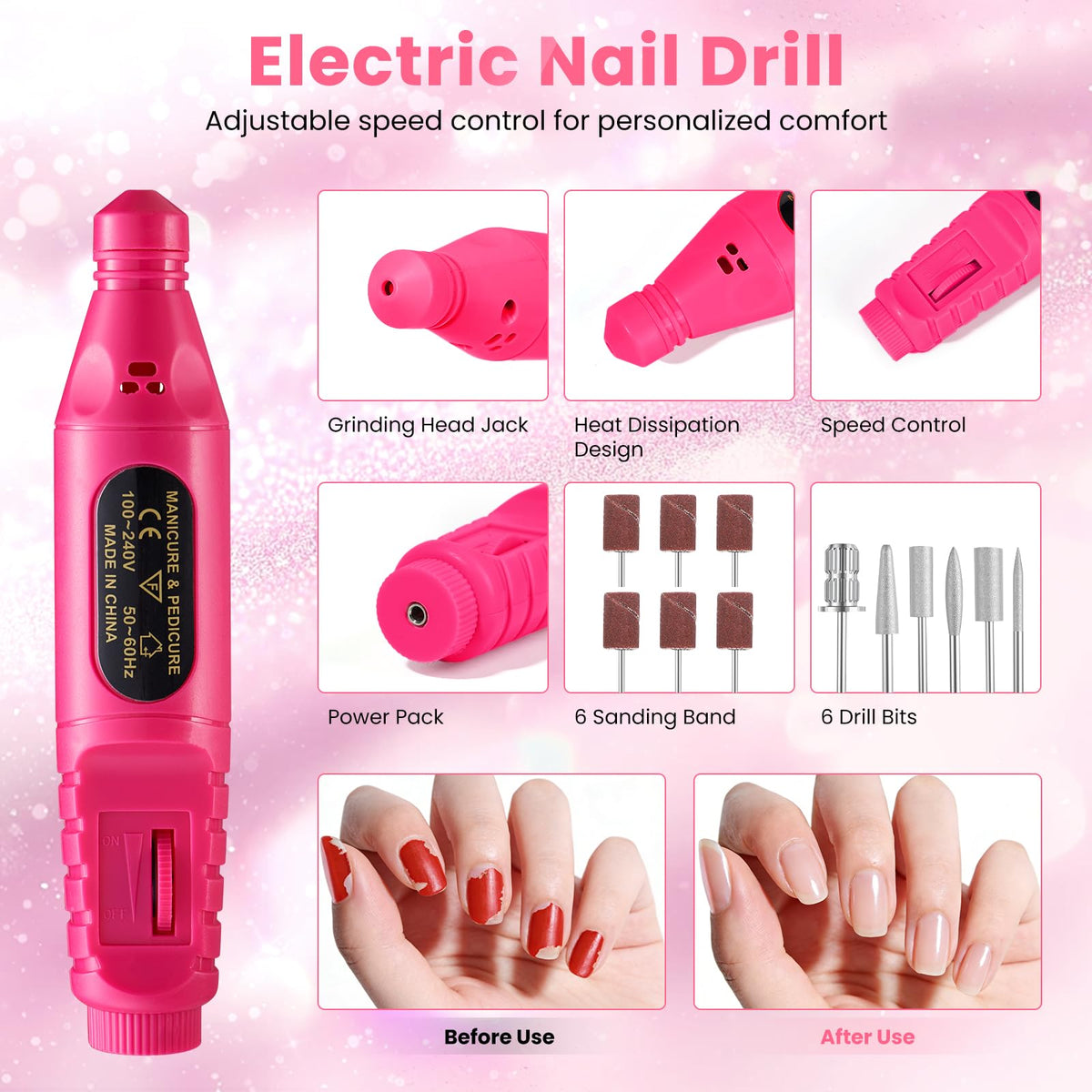Acrylic Nail Kit for Beginners with Practice Finger, UV Light and Nail Art Tools