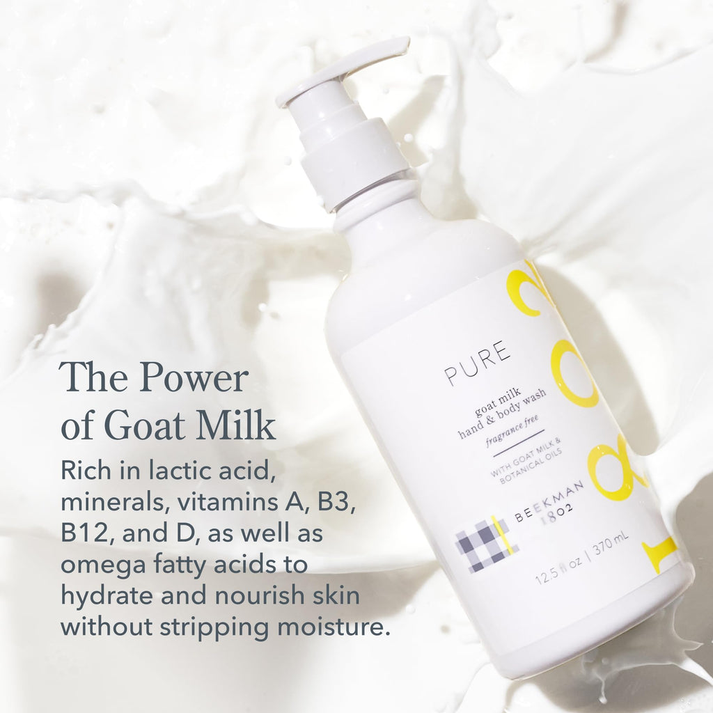 Beekman 1802 Goat Milk Hand & Body Wash, Moisturizing Liquid Soap, 12.5 fl oz