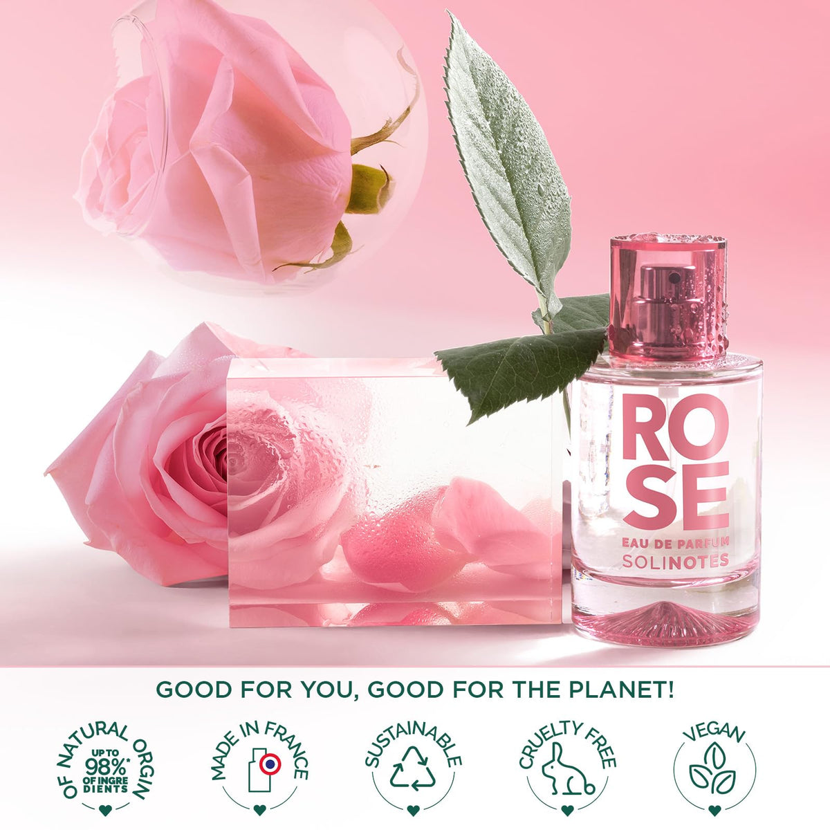 Solinotes Rose Eau de Parfum with Peony, Musk, Rose & Magnolia, 1.69 Fl Oz