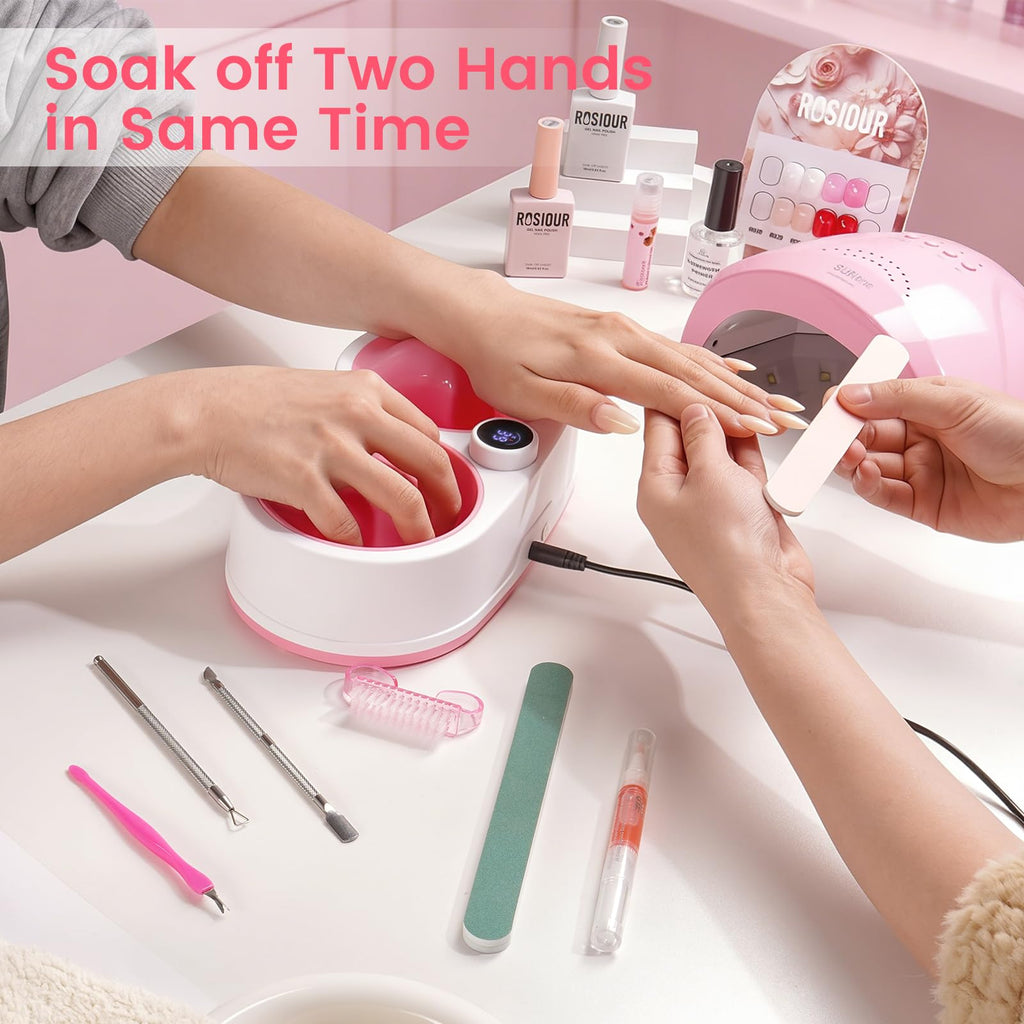 Electric Dual Nail Soaking Bowl with Adjustable Heat and Detachable Bowls
