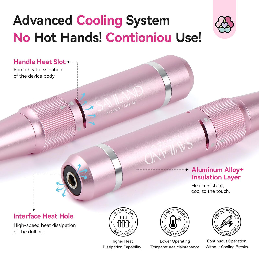 SAVILAND Professional 40000 RPM Portable Rechargeable Nail Drill Kit