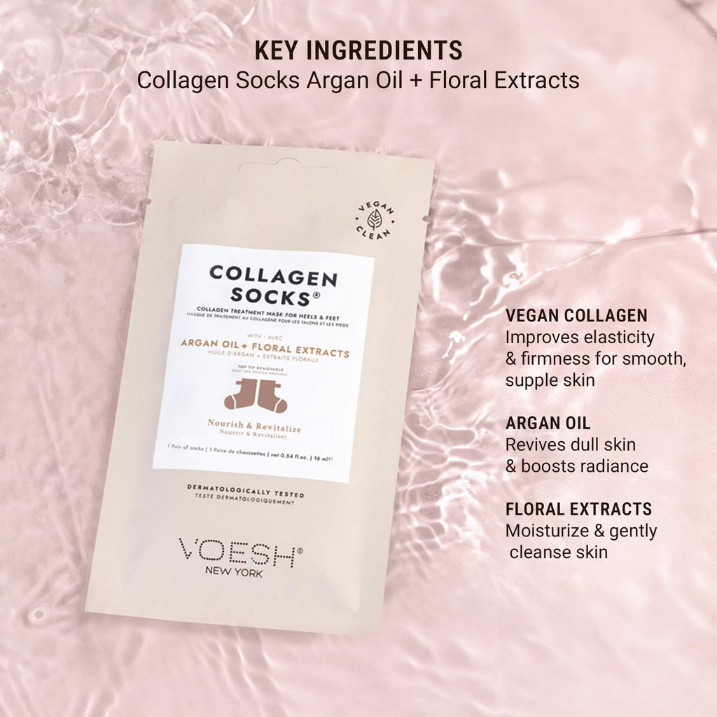 VOESH Collagen Moisturizing Socks for Dry Feet, Vegan Spa Pedicure Treatment