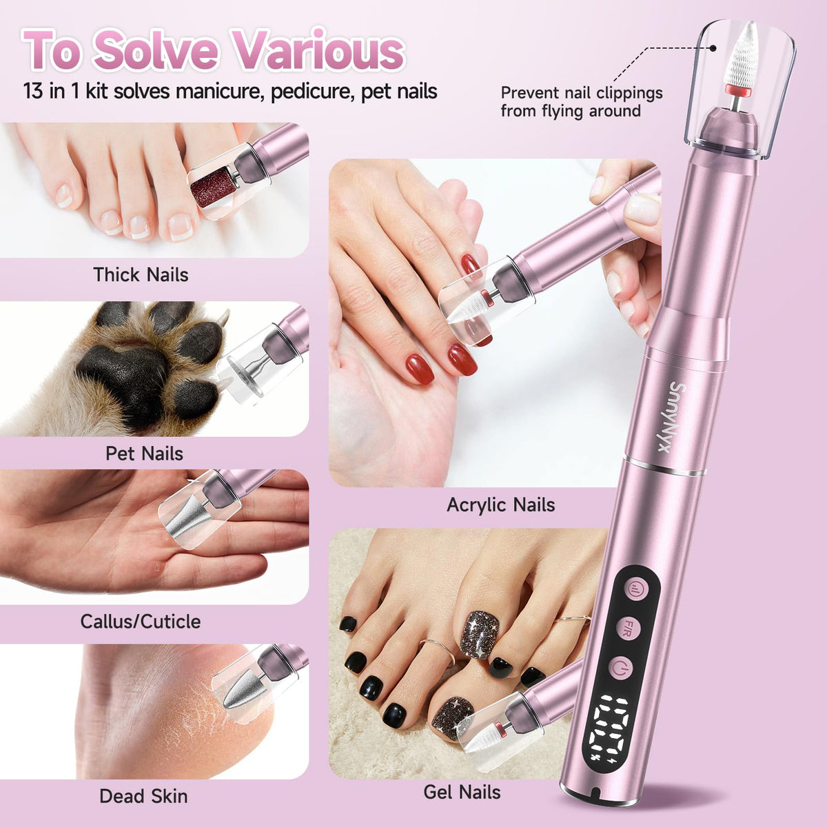 Cordless Electric Nail Drill 35000 RPM with LCD Display