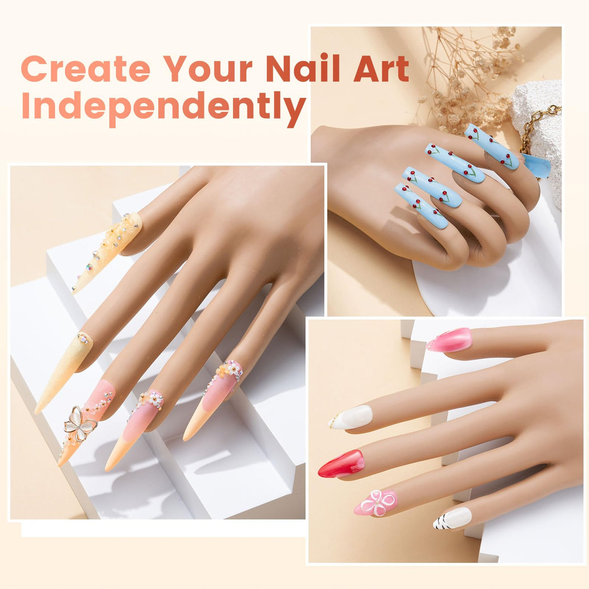Practice Nail Hand Kit for Nail Extension and Nail Art Training