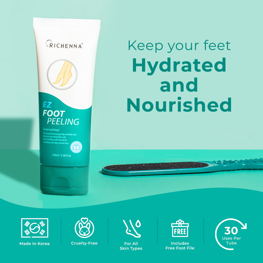 Richenna EZ Foot Care Cream with Urea, Foot File & Botanical Extracts