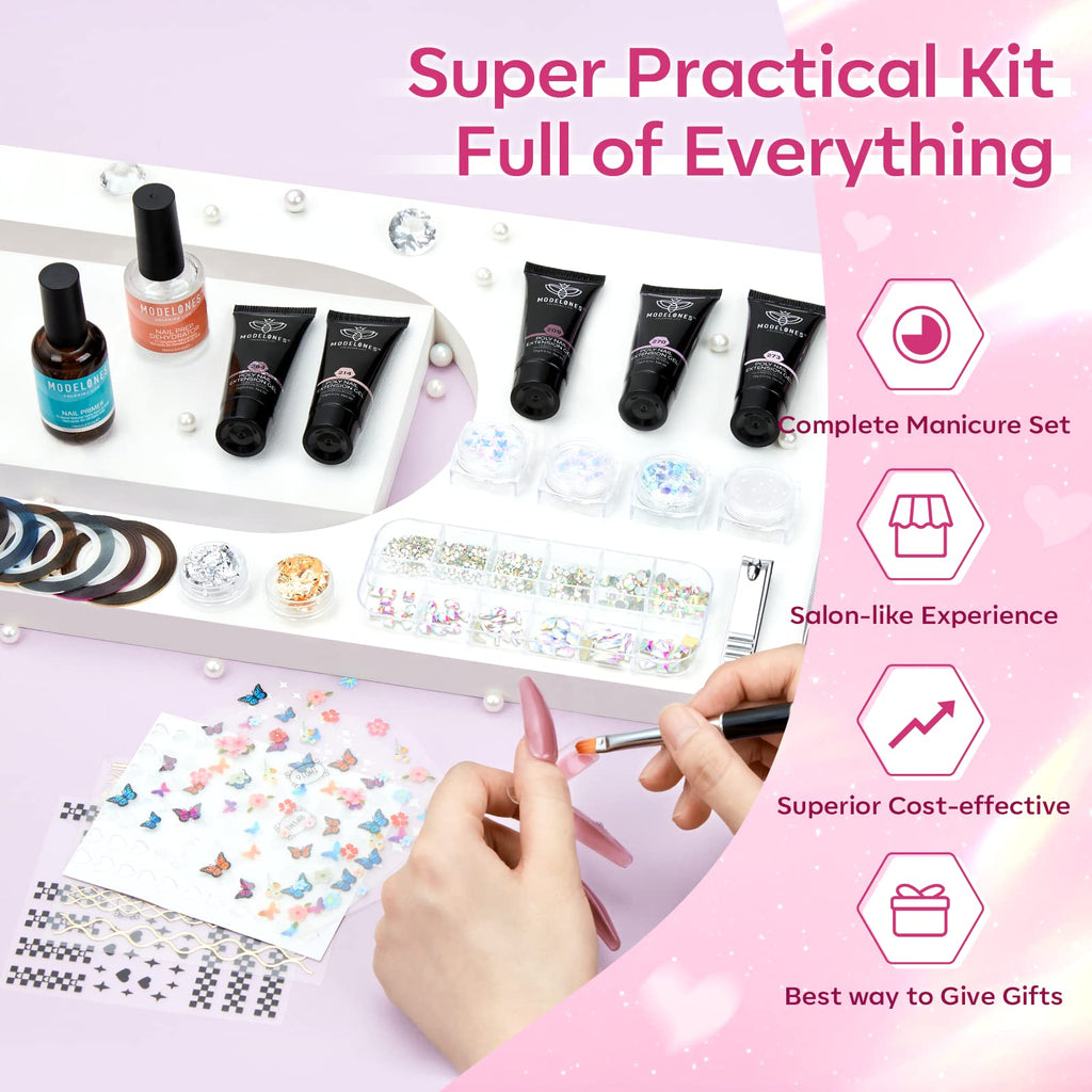 Modelones Poly Nail Gel Kit with UV/LED Lamp and Nail Art Supplies