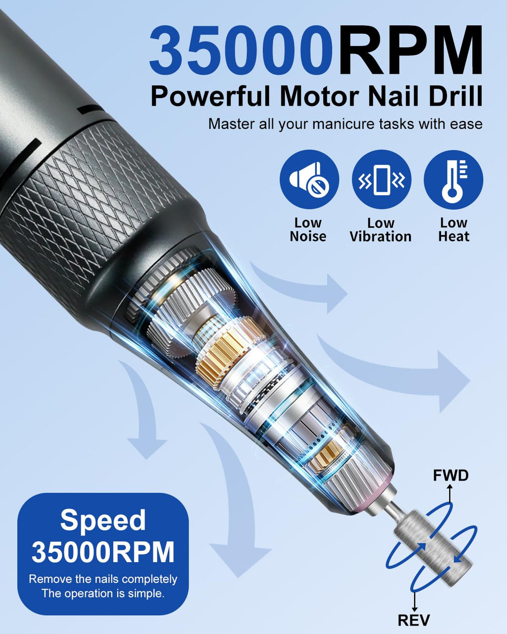 Professional Cordless Nail Drill Kit with LCD Display