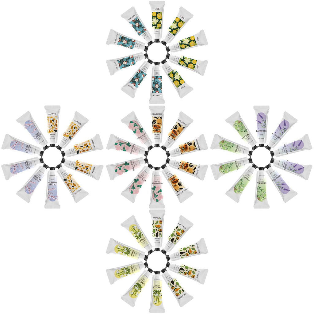 BODY & EARTH Mini Hand Lotion 50-Pack, 10 Scents, 1 oz Each