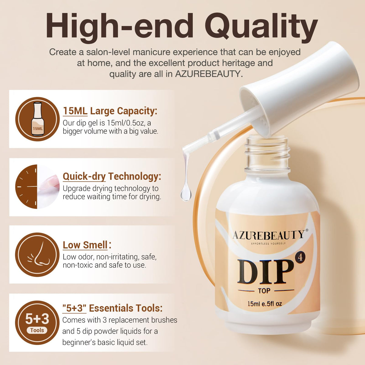 AzureBeauty 5-Piece Dip Powder Liquid Set for Nail Kits