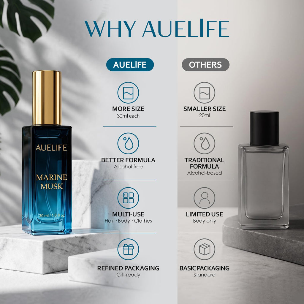 Auelife Men's Perfume Gift Set, 4 x 30mL Alcohol-Free Cologne
