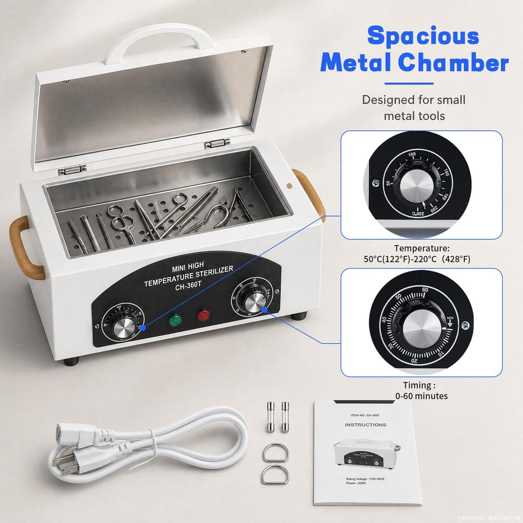 High Temperature Nail Tool Sterilizer Autoclave Machine, 110V 1.5L 300W