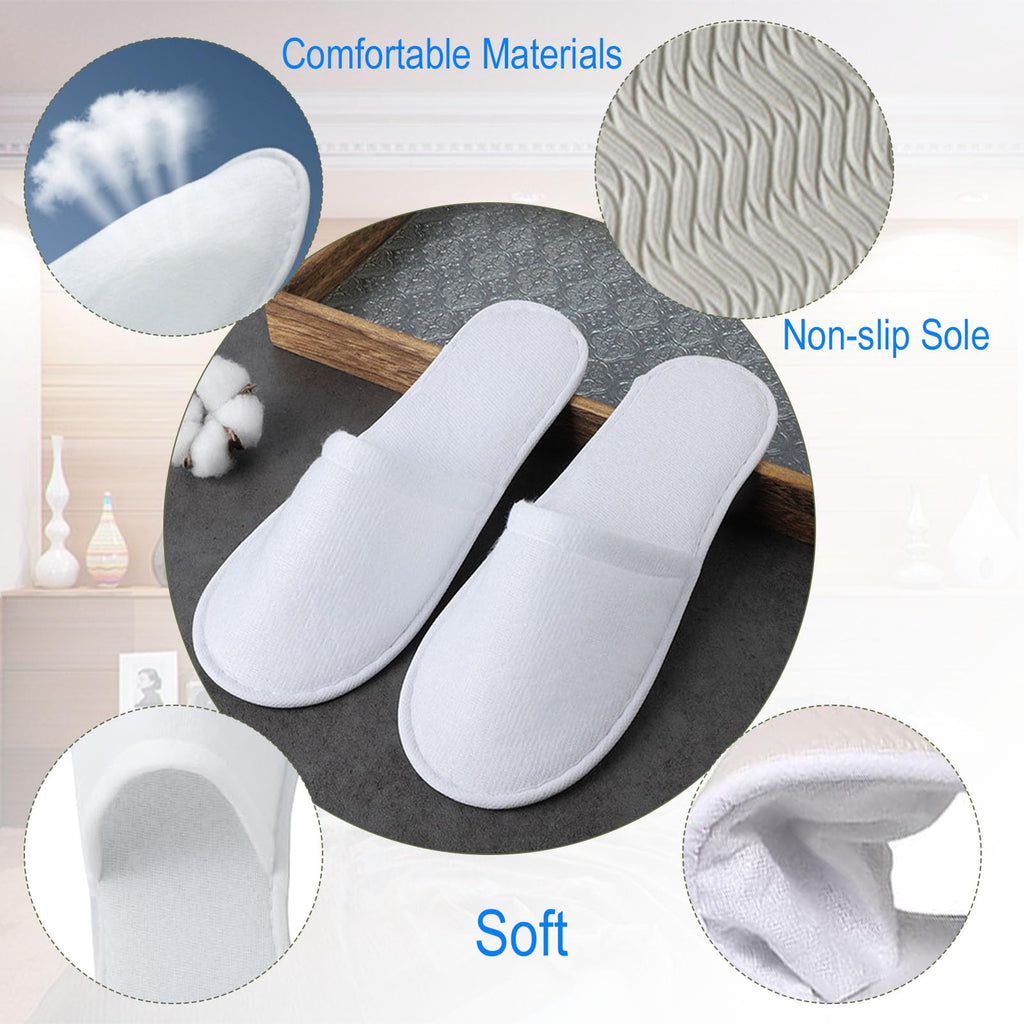 Nexboraque 30 Pairs Disposable White Spa Slippers, Universal Size