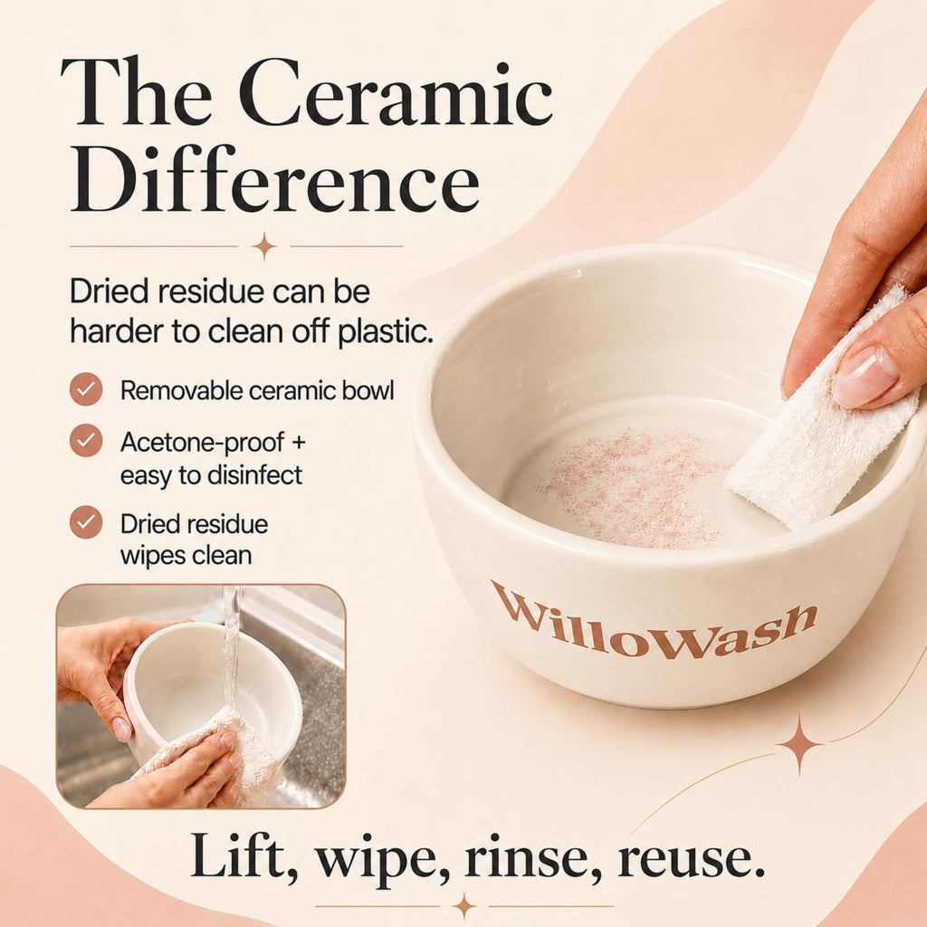Willowash Electric Heated Acetone Nail Remover Bowl Kit for Acrylic & Dip Powder
