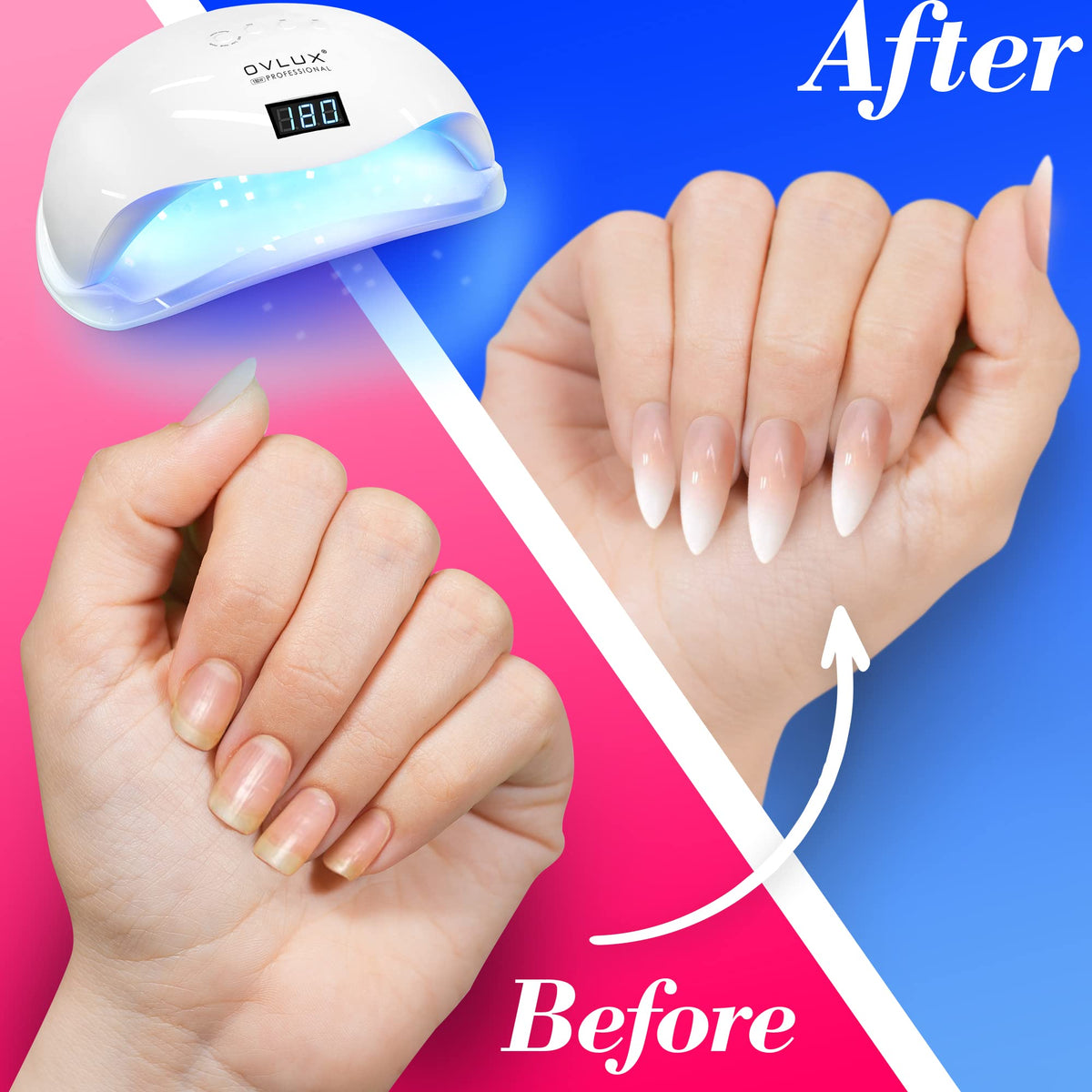 OVLUX 180W UV LED Nail Lamp with Nail Buffer & File Set