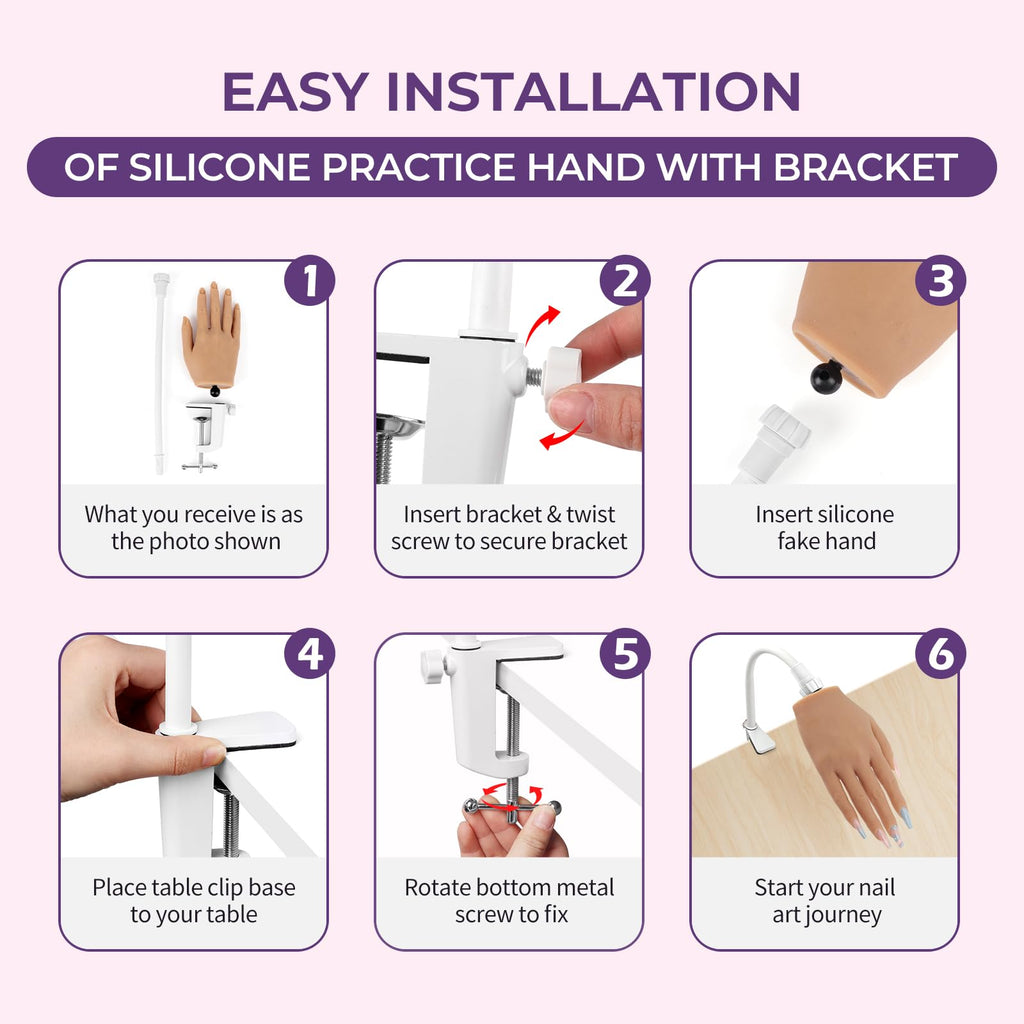 Beginners Practice Hand for Acrylic Nails - Realistic Silicone Mannequin