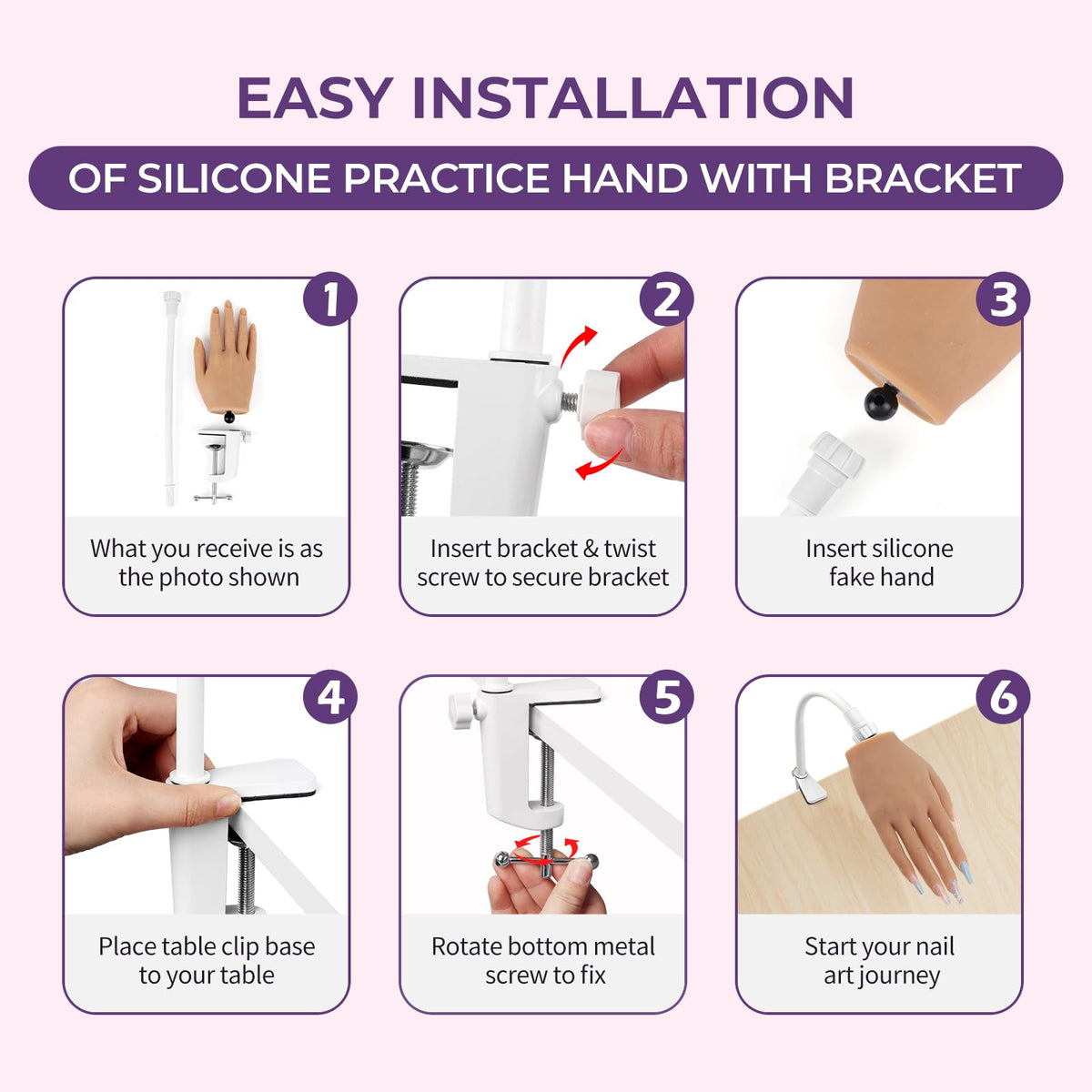 Beginners Practice Hand for Acrylic Nails - Realistic Silicone Mannequin