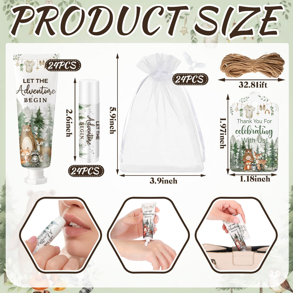 Lounsweer 24 Sets Baby Shower Hand Cream and Lip Balm Party Favors