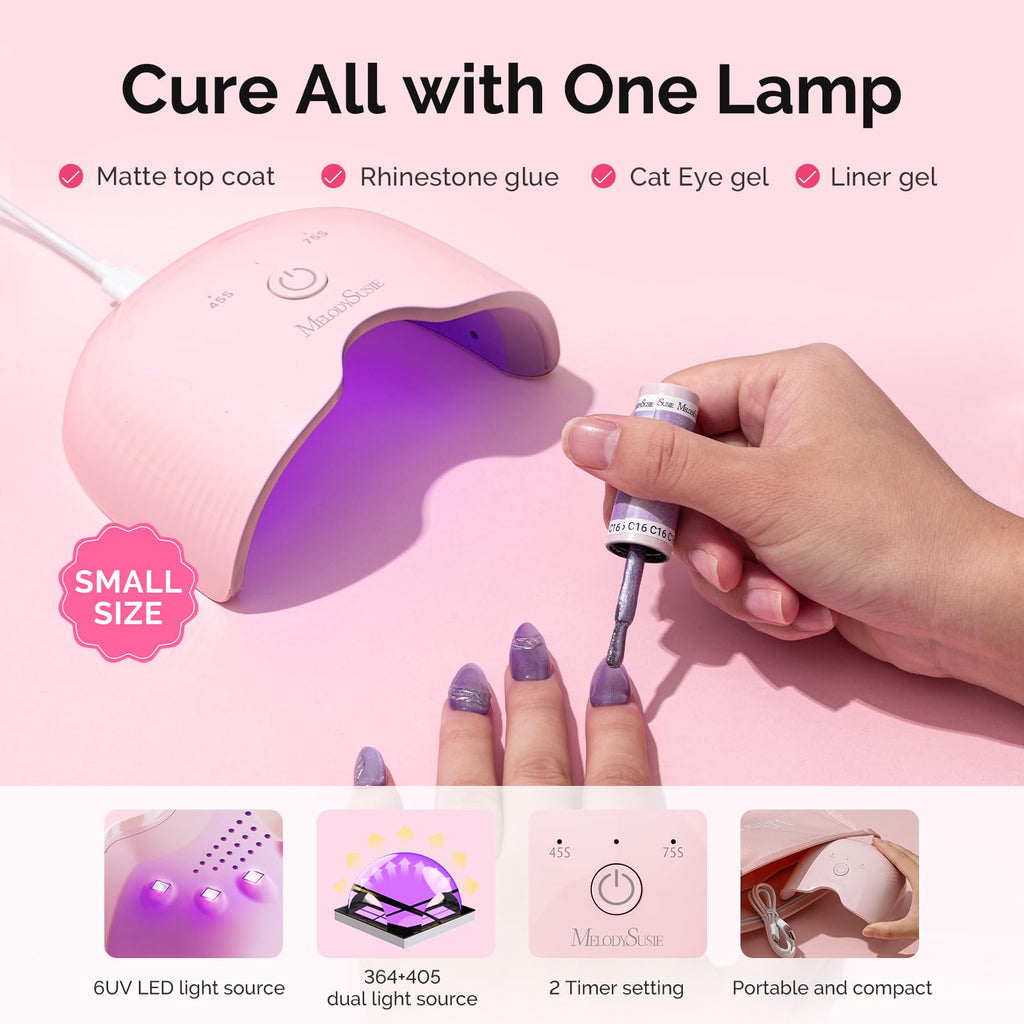 MelodySusie Gel Nail Polish Kit with UV Lamp, Builder Gel, Base and Top Coat