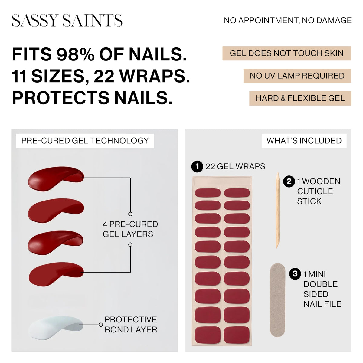 Sassy Saints UV-Free Pre-Cured Gel Nail Wraps