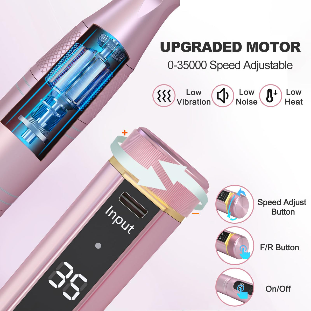 Meremit Cordless Nail Drill 35000 RPM Rechargeable E-File