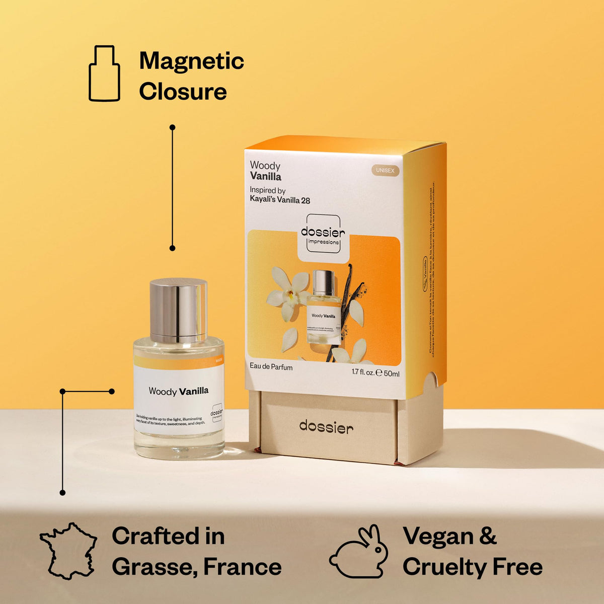 Dossier Woody Vanilla Eau de Parfum, Unisex Vanilla Fragrance