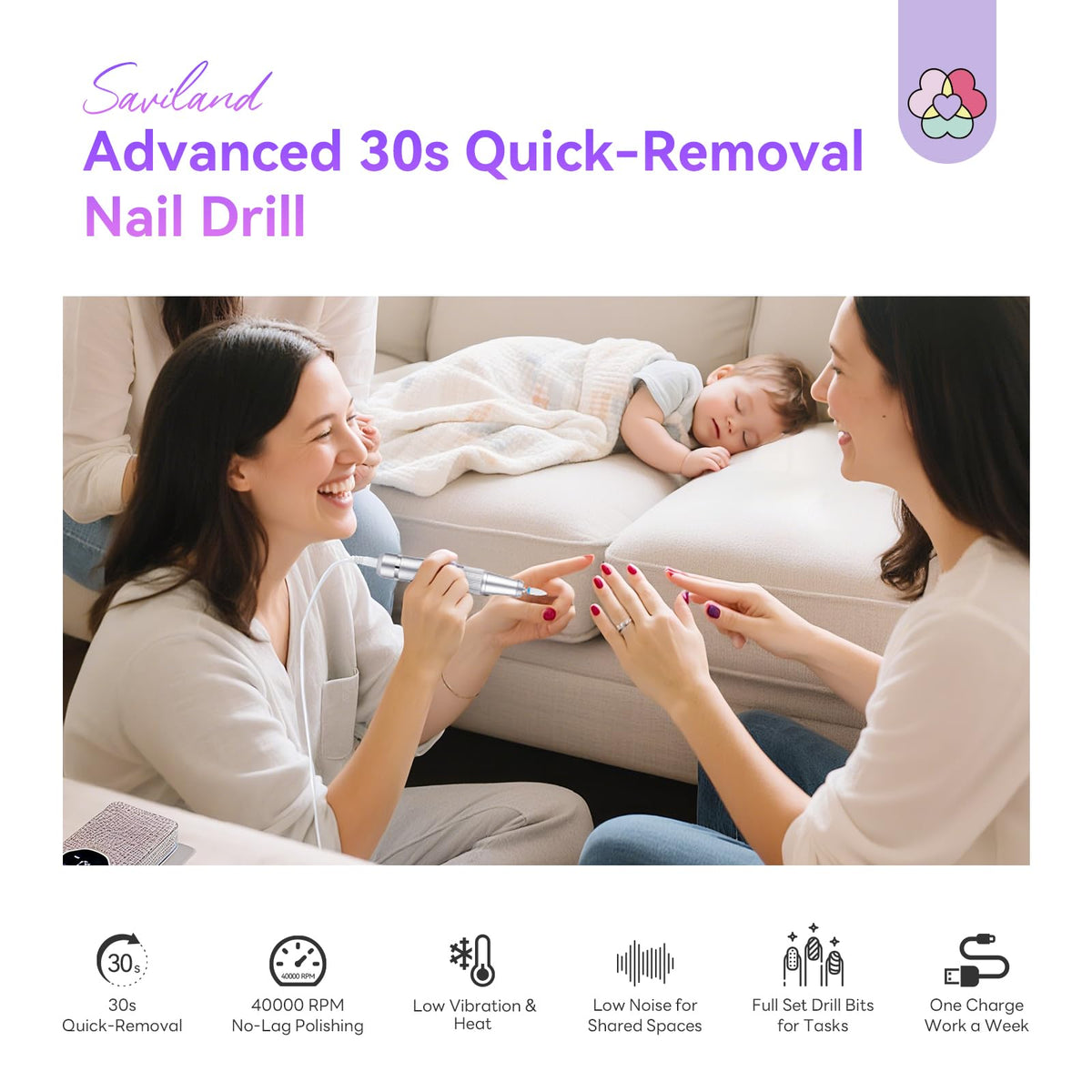 SAVILAND Professional 40,000 RPM Portable Nail Drill Kit