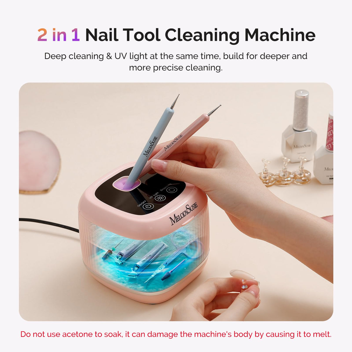 MelodySusie Nail Tool Cleaning Machine with Blue Light