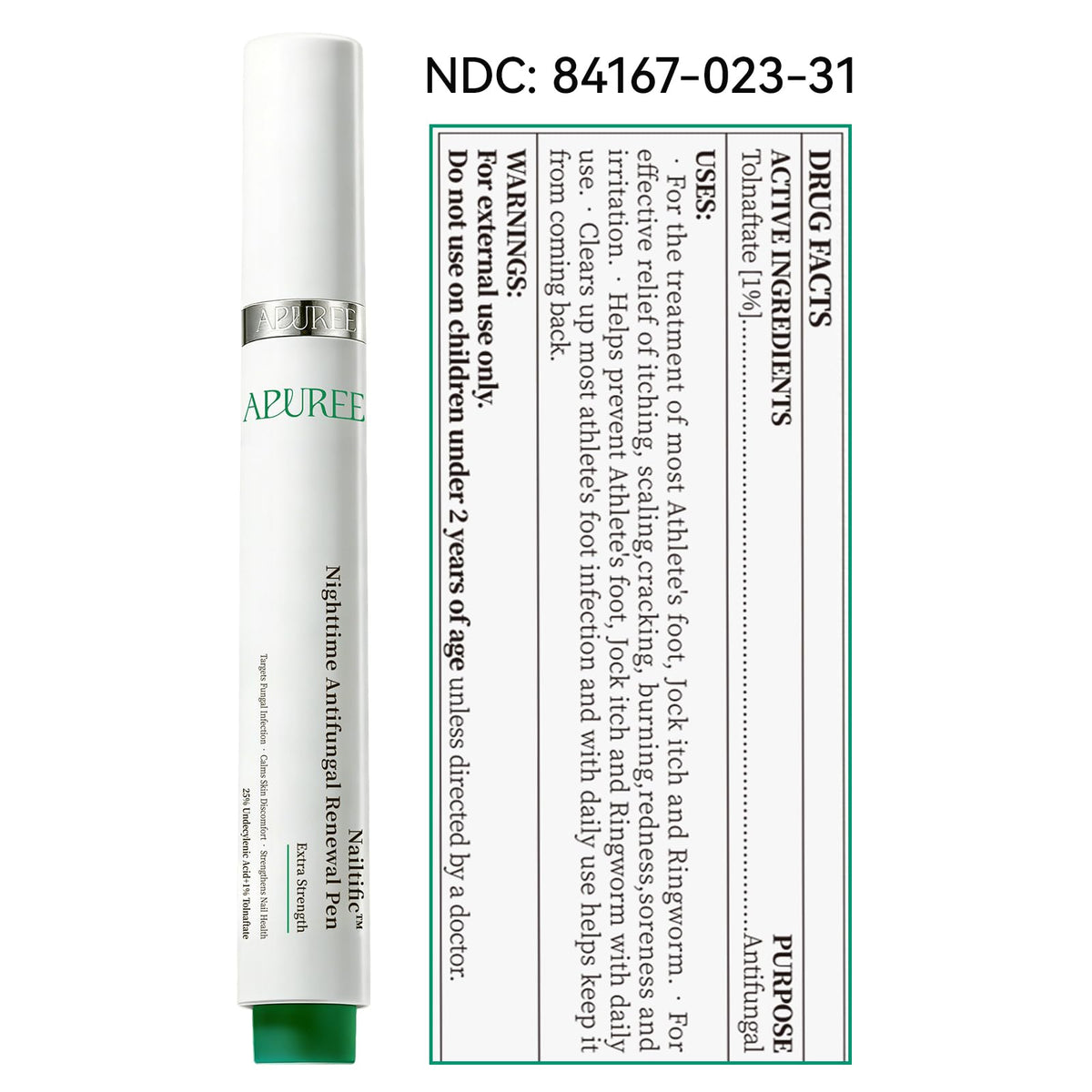 Apuree Antifungal Nail Pen with 1% Tolnaftate and Tea Tree Oil