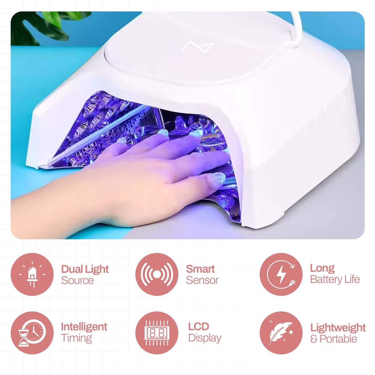GlowPro Professional 86W Cordless UV LED Nail Curing Lamp