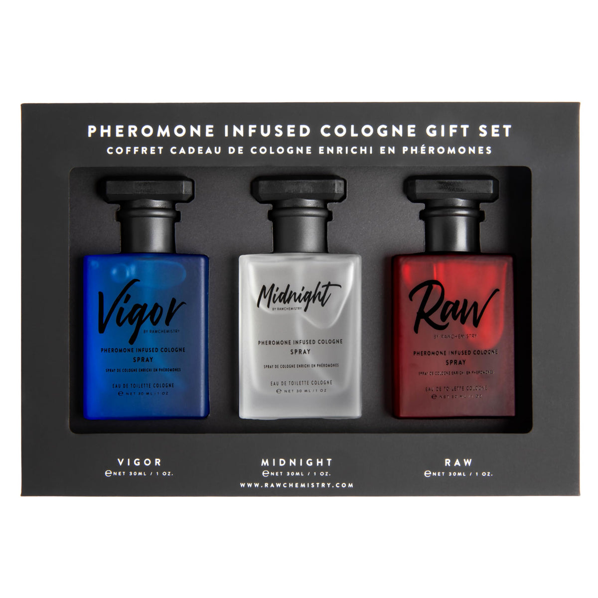 RawChemistry Pheromone-Infused Cologne Men Set - Raw, Vigor & Midnight
