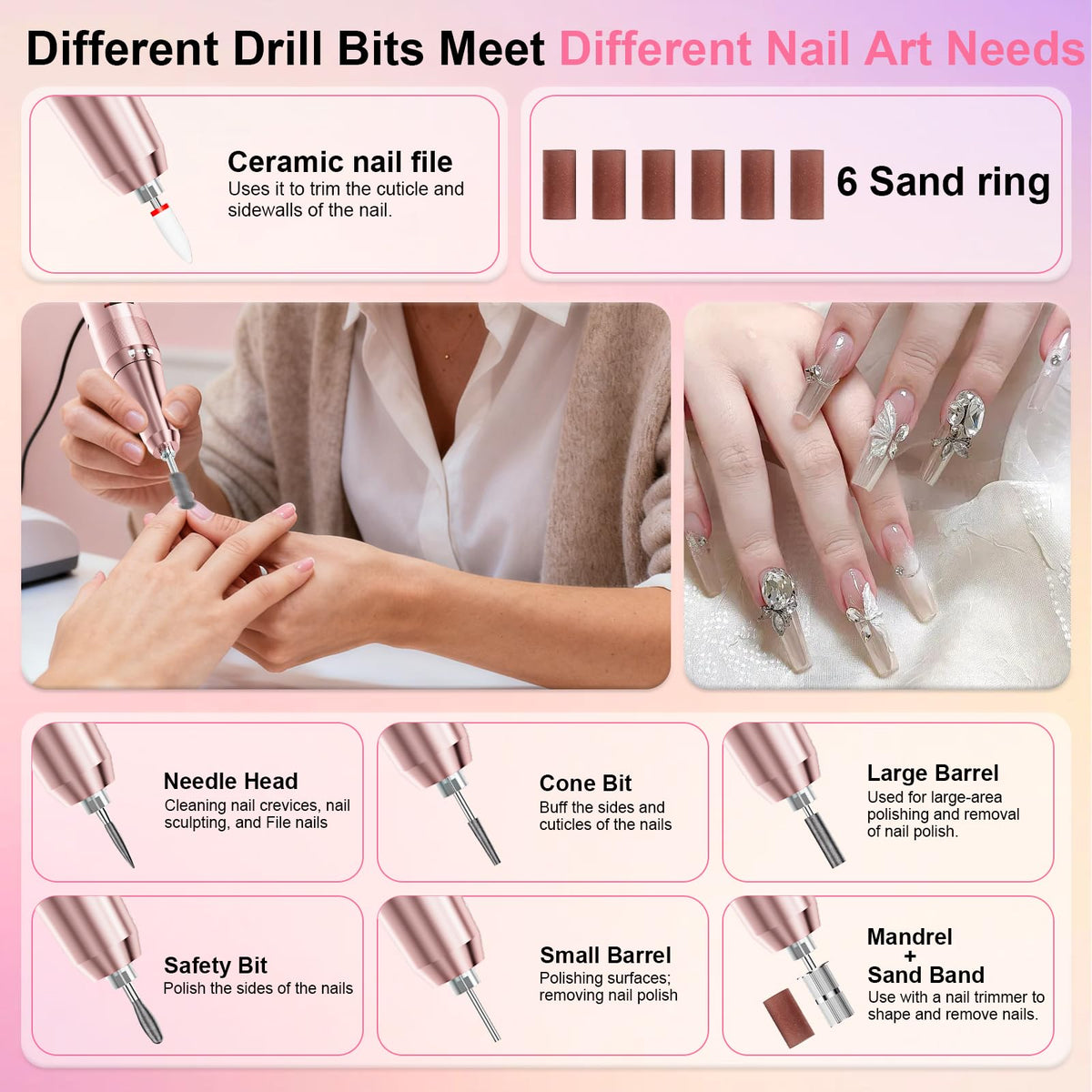 Professional Rechargeable Electric Nail Drill Kit, 40,000 RPM