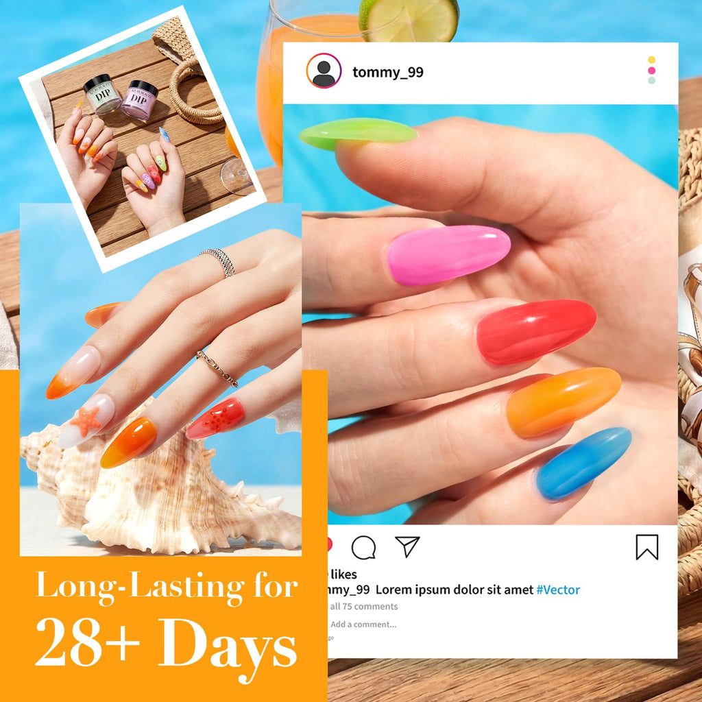 AZUREBEAUTY 42-Piece Dip Powder Nail Kit, 32 Colors with Base, Top Coat & Activator