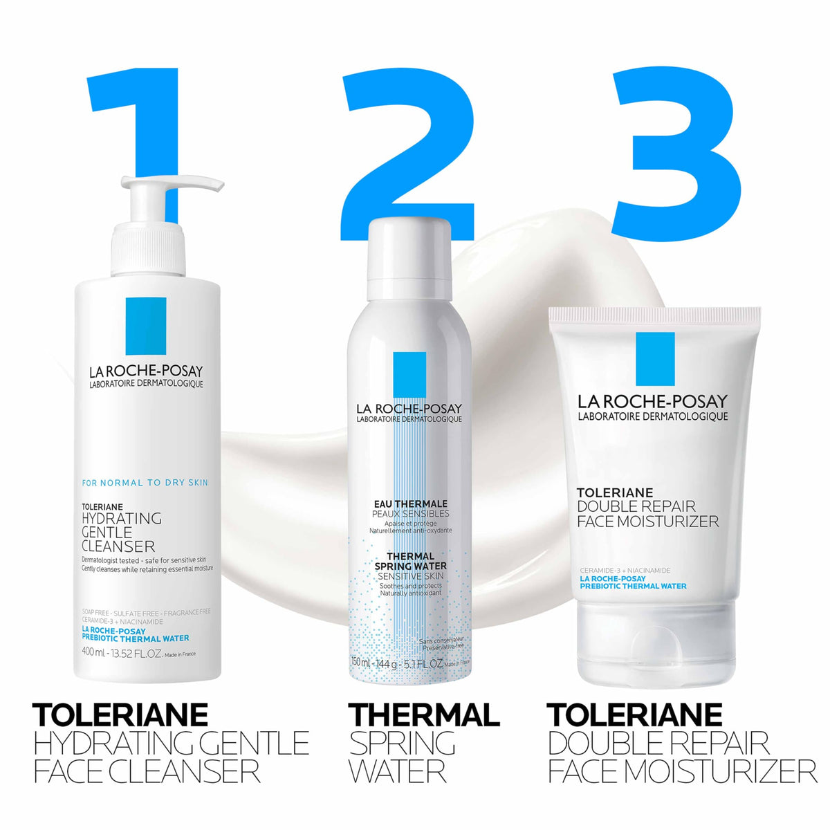 Toleriane Double Repair Face Moisturizer with Ceramide & Niacinamide, 3.38 fl oz