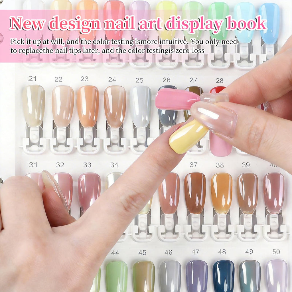Nail Polish Color Swatch Book with Replacement Tips and Number Labels