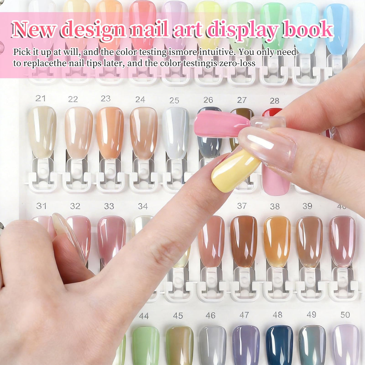 Nail Polish Color Swatch Book with Replacement Tips and Number Labels