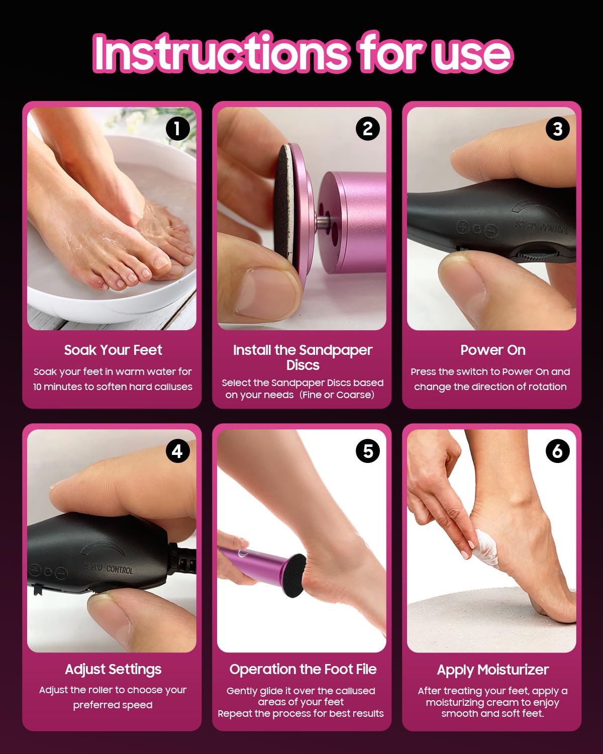 HayZBao Electric Foot Callus Remover with Adjustable Speed