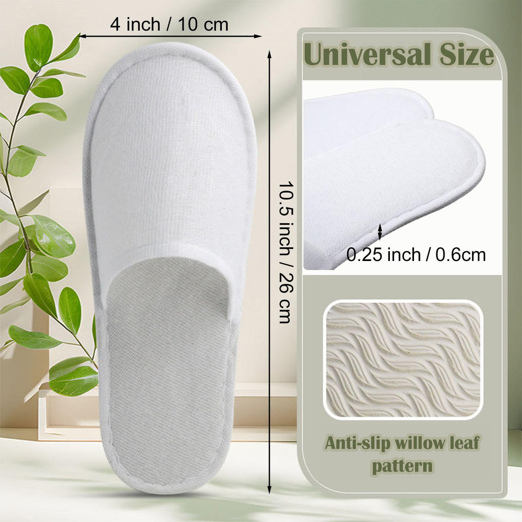 Nexboraque 30 Pairs Disposable White Spa Slippers, Universal Size