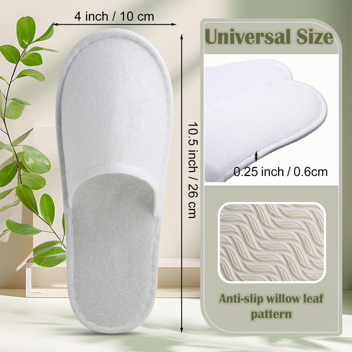 Nexboraque 30 Pairs Disposable White Spa Slippers, Universal Size