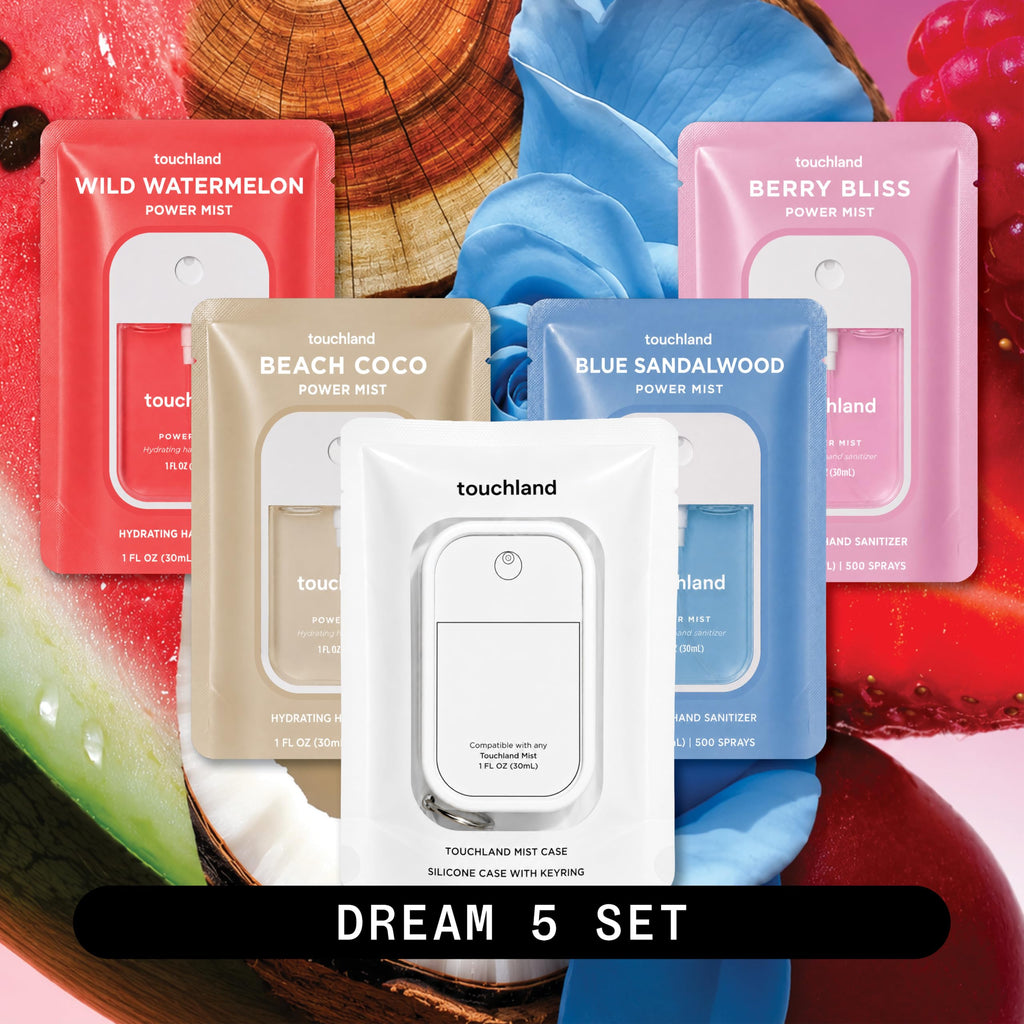 Touchland Dream 5 Hydrating Hand Sanitizer Spray & Case Gift Set