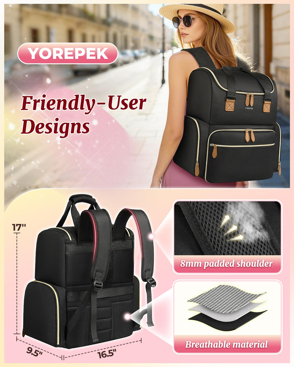 YOREPEK Large Nail Polish Organizer Backpack with Removable Pouches