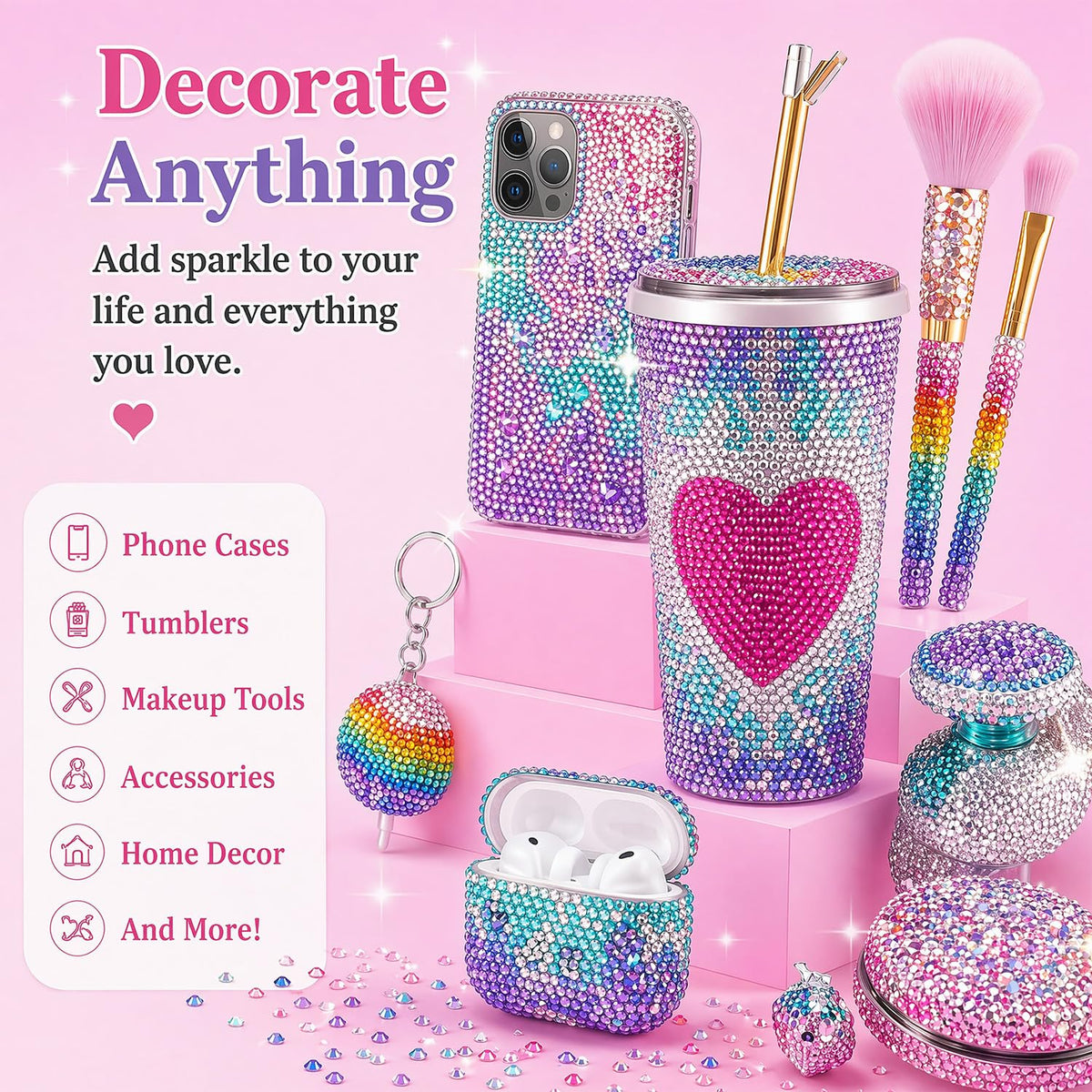 40,000-Piece Resin Rhinestone Bedazzling Kit with 42 Colors and B7000 Glue
