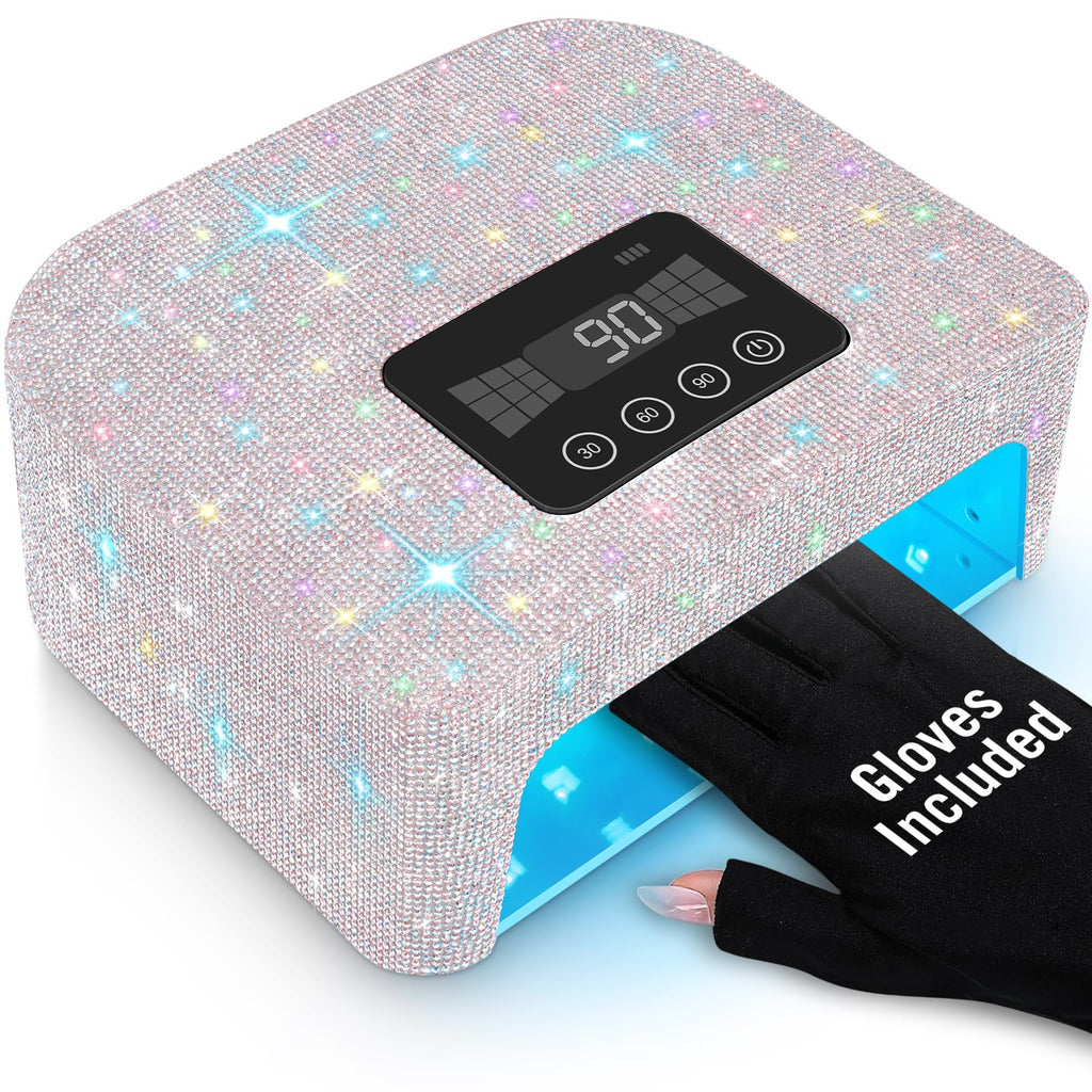 Aedavey Cordless UV LED Nail Lamp with Rhinestones, Rechargeable Gel Nail Light