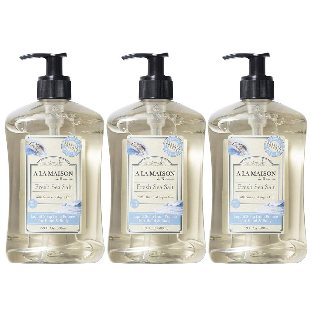 A LA MAISON French Liquid Hand Soap, Fresh Sea Salt, 3 Pack, 16.9 Fl Oz