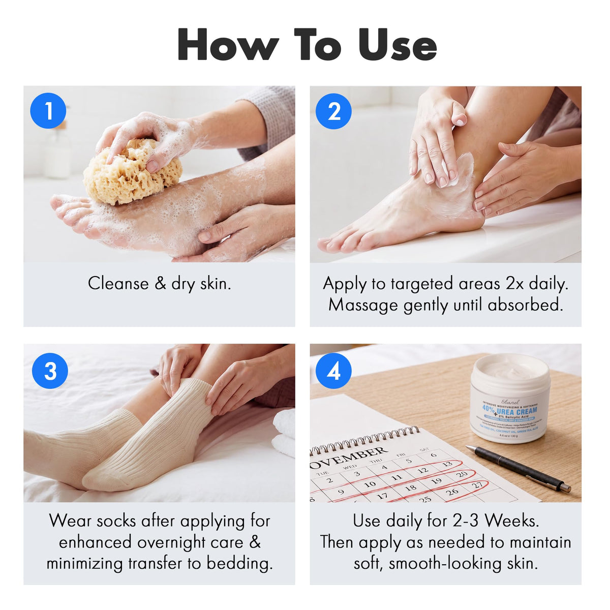 Ebanel Urea 40% Cream with Salicylic Acid 2% for Dry, Rough Skin